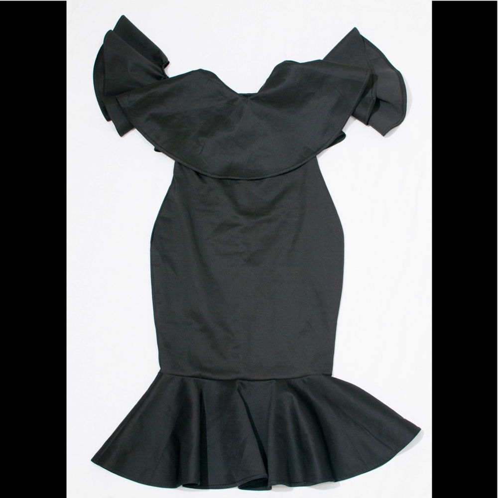 Black Mermaid Style Midi Dress
